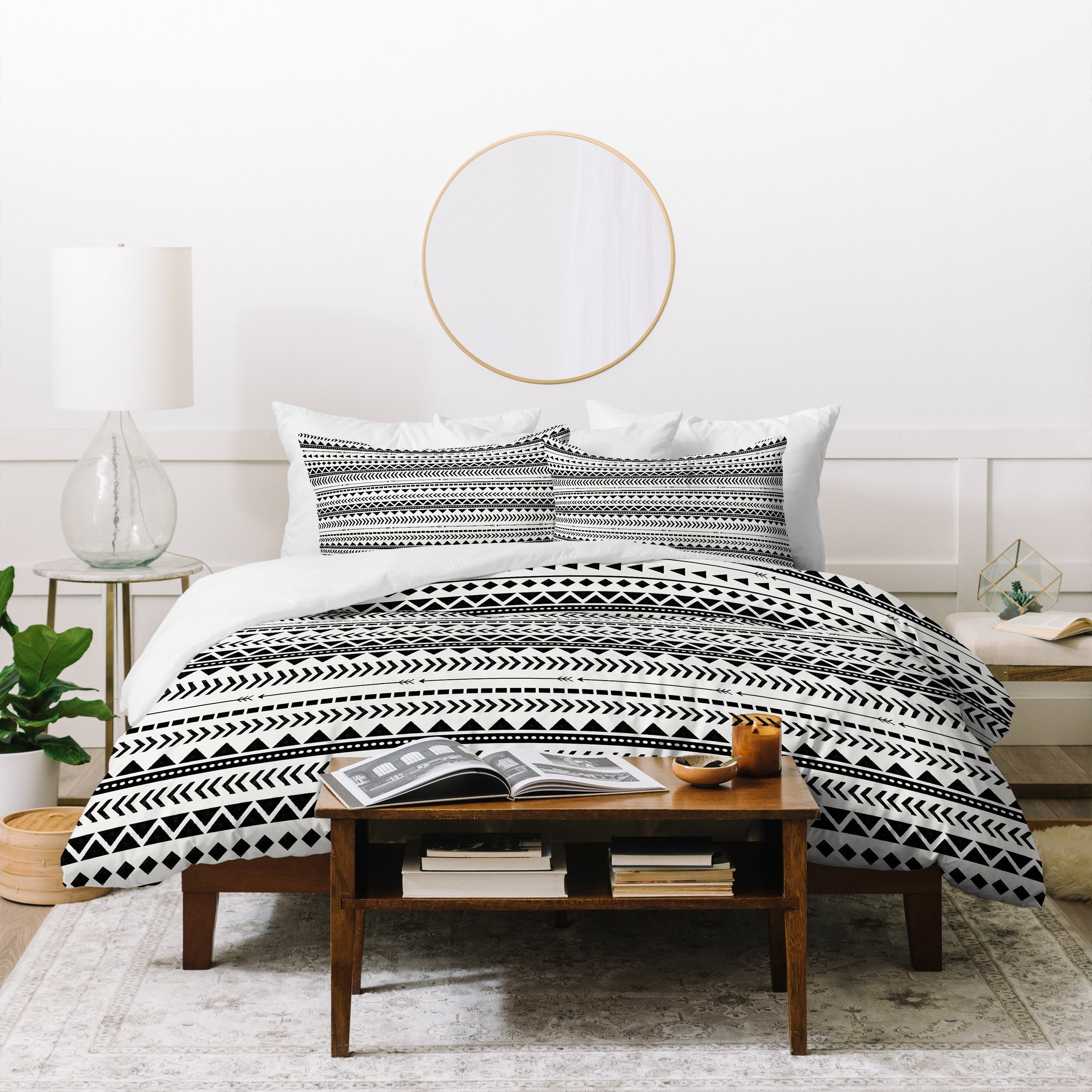 Black And White Aztec Pattern  Duvet Cover