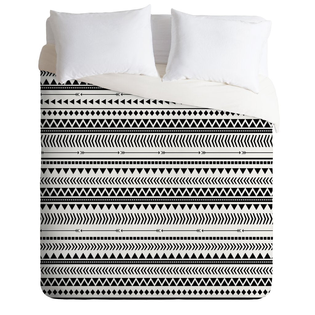 Black And White Aztec Pattern  Duvet Cover