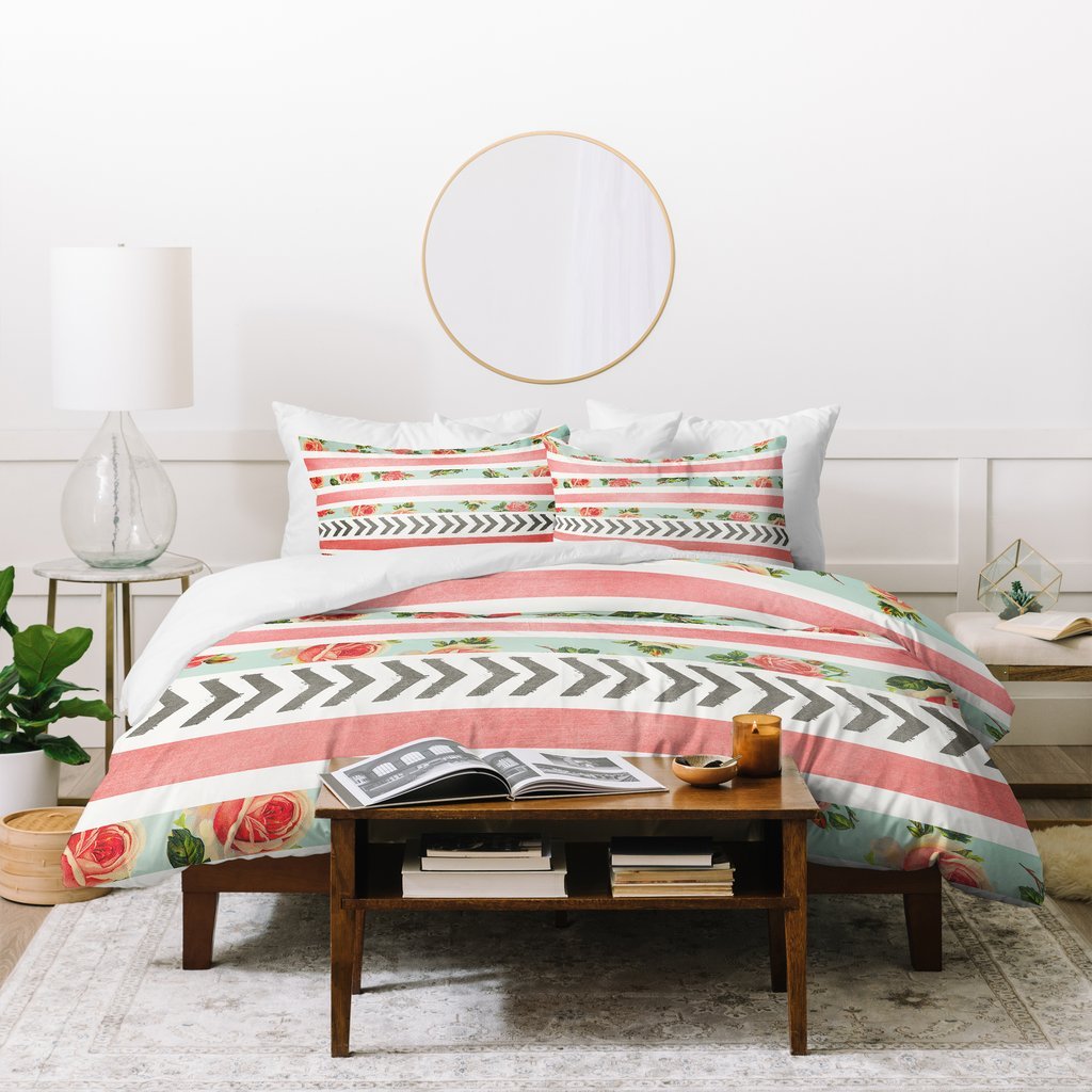 FLORAL STRIPES AND ARROWS Duvet Cover