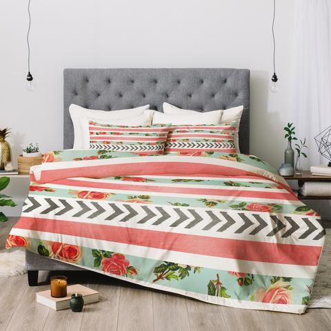 FLORAL STRIPES AND ARROWS Duvet Cover